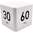 Leeonz Cube Timer, Time, Kitchen Timer Kids Timer for ADHD Productivity Workout Flip Timer Classroom for StudyTime Countdown Management Settings 15/20 / 30/60 Minutes - White