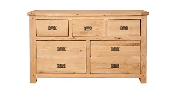 Melbourne Natural Bedroom Solid Golden Oak 7 Drawer Wide Chest