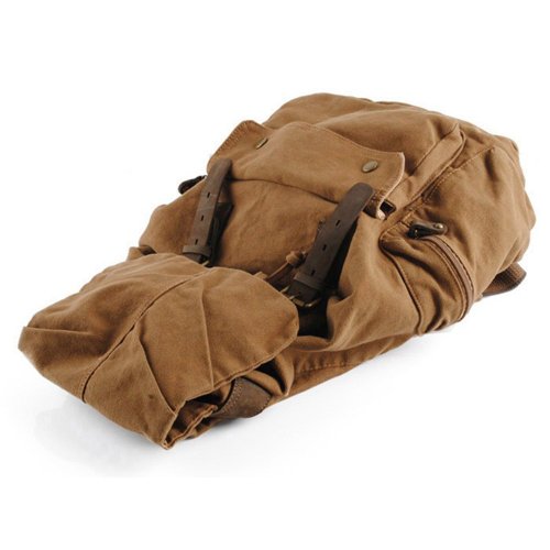 DRF Sac à Dos en Toile Vintage Unisexe de Randonnée #BG-04 (BRUN)