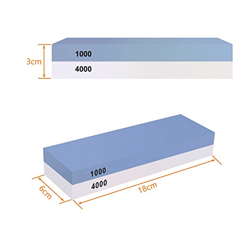 Wetzstein, Tenine Schleifstein Abziehstein für Messer, Körnung Zweiseitiger Messer Schärfer Rutschfestem Silikonhalter (1000/4000) - 3