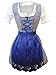 Produktbild Di12 Midi Dirndl, 3 teiliges Trachtenkleid in blau kariert, Kleid mit Bluse und blauer Schürze, Rocklänge 56 cm, Gr. 40