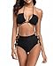 Produktbild homee Badeanzug - Sommer Schwarze Tube Top Neckholder Tie Bikini Rückenfreie High Waist Badeanzug,Schwarz,M