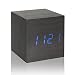 Produktbild ONEVER Cube Walnut Klicken Taktgeber Digital LED Schreibtisch Wecker Sprachsteuerung Thermometer Timer Kalender | Schwarz