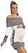 Happy Mama Women's Maternity Bardot Knitted Jumper Dress Pullover Sweater. 913p (White, 10/14)