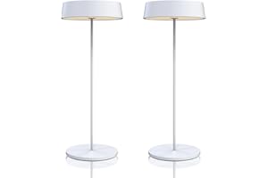 Palmina 901,lampade da tavolo senza fili,lampade da tavolo ricaricabili E Dimmerabile In Alluminio,abat jour senza fili 4400mah,Protezione IP54,luce da tavolo esterno/Interno/Bianco 2PZ