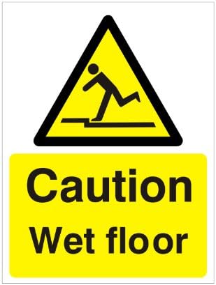 Caution Wet Floor Sign 150mm x 200mm - Rigid Plastic