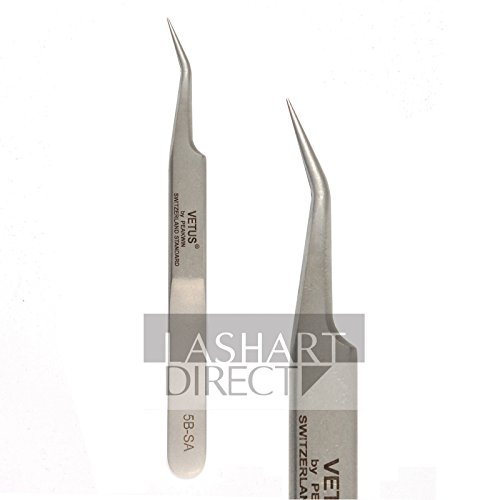 VETUS 5B-SA Curved Tweezers Professional Eyelash Extensions Tweezers Tool Stainless Steel Curved Precision Tip
