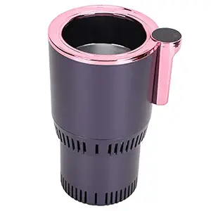 Xinrub Car Fridge, 2-in-1 Car Cup Cooler and Warmer, Intelligent Temperature Control Electric Fridge (Rose Gold, 12V)