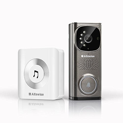 [ Soldes ] Alfawise Sonnette sans Fil avec la vidéo HD, portier Video Sonnette visuelle Sonnette Video, Sonnette caméra avec WiFi 2,4 GHz la securite de Maison