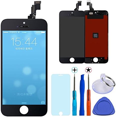 KXC ST 5C Screen Digitizer LCD Display Replacement Full Set with Tools and Glass screen protector For iphone 5C (4.0 inch) Black