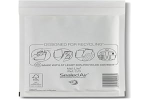 NOBEL Sealed Air Mail Lite Bubble Padded Envelopes - Gold/White (White, C/0 (150 x 210mm) - Box of 100)