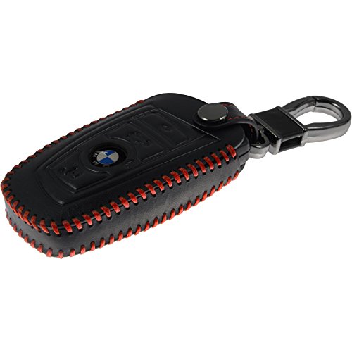 PhoneNatic Funda de de Cuero Real Stitched para Mando de 4 Botones de BMW X3 F25, X5 F15 und X6 F16 en Negro Llave Plegable de 4-Key