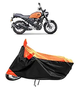 Tricway Presents Water-Resistant/UV Protection & Dust Proof Bike/Scooty Body Cover for Yamaha FZ-X 150 with Premium Polyester Fabric (Orange Stripe)