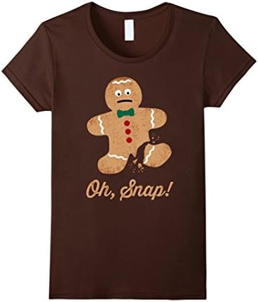 Women's Oh Snap Gingerbread Man Funny Christmas T-Shirt Large Brown