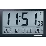 TECHNIKUS digitale Funk-Wanduhr Jumbo mit Raumklima-Anzeige (Temperatur + Luftfeuchtigkeit)
