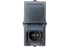 Kopp Nautic 138515009 - Combinación de 2 enchufes con Tapa abatible y protección táctil elevada e Interruptor Universal, IP44