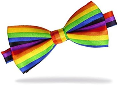 Mens Satin Silk Unique Tuxedo Bowtie Bow Tie Necktie Pre Tied Ajustable Wedding Party Fancy Dress (T22 Rainbow )