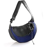 Kismaple Hund Tragen Tragetasche Vorderseite Draussen Reise Oxford Single Schulter Tasche Sling Für kleines Haustier Hunde Katzen (S:38*10*20cm, Blau)