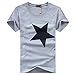 Produktbild Sonnena T Shirt Herren Kurzarm Sommer Sweatshirt Tops Männer Rundhals Pentagramm Drucken T-Shirts Bluse Komfort Baumwolle Sweatshirt Oberteil Kurzarmshirt (L, Sexy Grau)