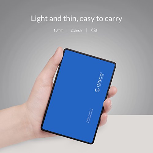 ORICO – 2.5 zoll USB 3.0 festplatten Gehäuse für 9.5mm & 7mm 2.5 zoll SATA SSD HDD mit USB3.0 Kabel Werkzeuglose HDD Installation-Blau - 7