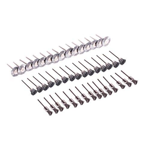 SHINA 45 tlg Edelstahl Drahtbürsten Draht Bürstensatz Dremel Proxxon Polier Set Stahl Bürsten Polierscheiben Scheibenbürste Rundbürste Schaftaufnahme Ø 3,17 mm - 2