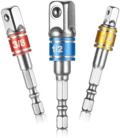 Feifox Hand Tools Sockets Sets 3pcs 1/4" 3/8" 1/2 Cordless Socket Socket Wrench Adapter Impact Hex Shank Drill Bits Bar Set, Nut Driver Power Extension Bit Set for Hand Drill Bit Socket Set Ratchet Wrenche