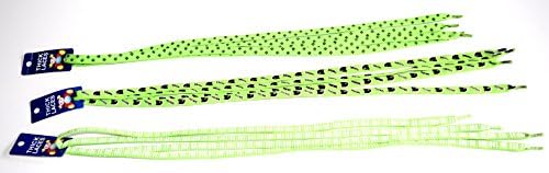 set of three cool design long shoe laces(NEON GREEN WITH CROSSES, BOB MARLEY AND PIANO KEYS)