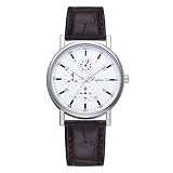 LoveLeiter Herren Mode & Freizeit Quarzuhr,Männer mit braunem Schwarz Lederband großem Weißes Zifferblatt Armbanduhr wechselbarem Lederarmband im zeitlosen Industrial-Look