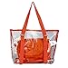 Produktbild REALIKE Damen Tote Taschen 2 in 1 Umhängetasche Mode Strandtasche Klar Schultertasche Wasserdichte Handtasche Brief Umhängetasche Chic Henkeltaschen Casual Messenger Tasche (Orange, M)