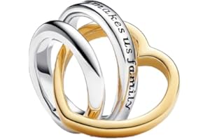 Feitery La familia Charm Compatible Pandora Pulsera y Collar Cordate Abalorios para Mujer Collar Charms Originales Regalo día de la Madre