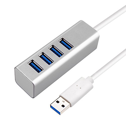 USB Hub, Jelly Comb 4 Port USB 3.0 Hub, Premium Aluminium Superspeed USB 3.0 Datenhub, Silber