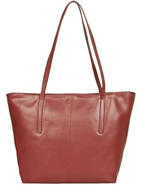 Leder Handtaschen für Frauen Leder Tote Umhängetasche Shopping Geschenk für Sie (rot)