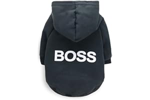 LtuzPet Hund Hoodie Boss Druck Pullover Weiche Fleece Haustier Kleidung Warme Jacke Mantel