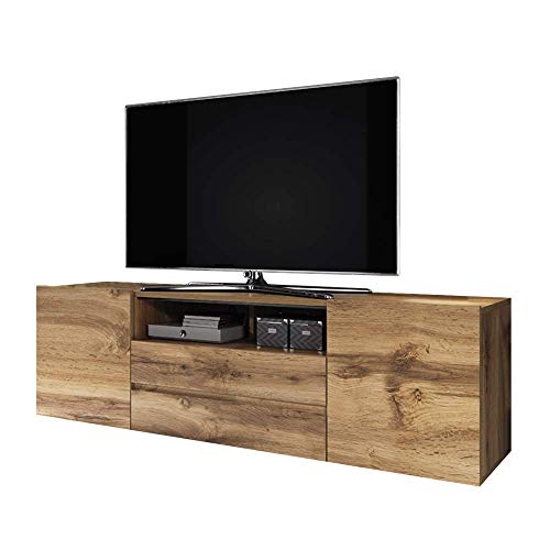 Selsey Bros - Meuble TV/Banc TV (137 cm, Effet chêne wotan)