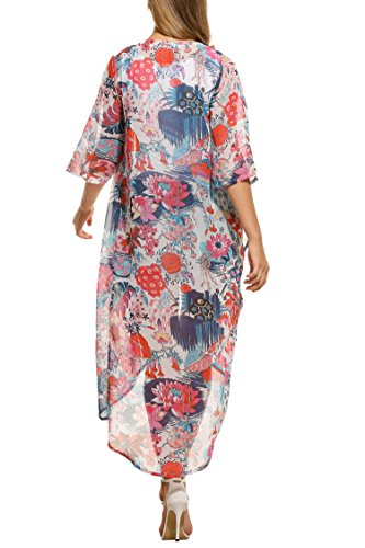 Meaneor Damen Sommer Maxi Cardigan Cover Up Mit Kimono Sti Strand Chiffon - 3