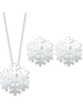 FANSING Weihnachts Schneeflocke Geschenk Allergiefrei 925 Sterling Silber Ohrstecker Ohrringe und Halskette Schmuck...