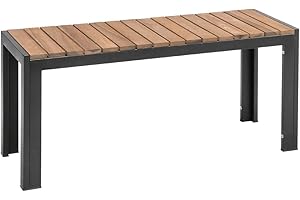 Bolero Rectangular Steel and Acacia Benches 1000mm (Pack of 2)