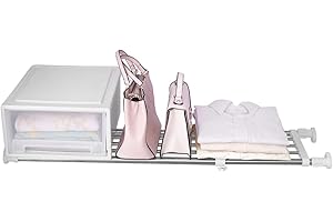 ARIIKON Erweiterbares Schrankregal Kleiderschrank Organizer Regale Ohne Bohren DIY Schrank Trennwand Lagerregal Multifunktional, Einstellbare Länge 101-152,5 cm, Elfenbein