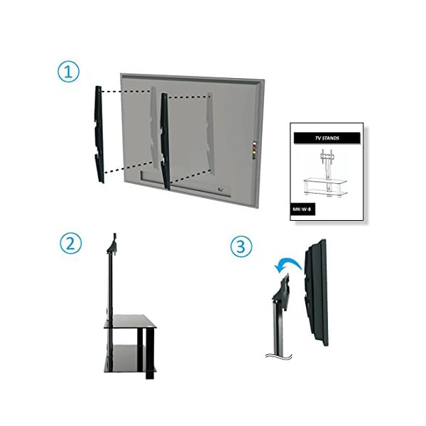 deleyCON TV Ständer TV Halterung Fernsehtisch Standfuß mit Glasablage