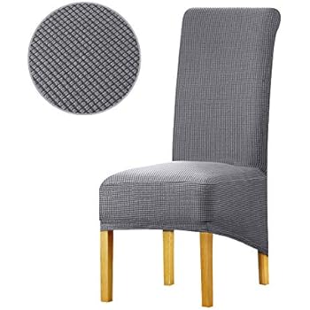 Leorate Large Size Dining Room Hotel Fleece Fabric Stretch Chair Cover Grey Pack Of 4