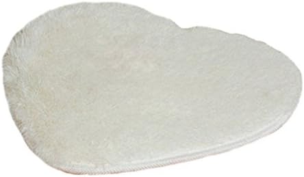 Kitty princess Nonslip Back Design Polyester Fiber Sweet Heart Shape Floor Mat Bedroom Area Rug Carpet 50cm*60cm - White