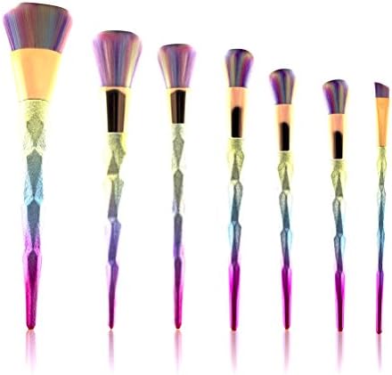 Makeup Brush Kit 7 Pcs Cosmetics Set 3D Diamond Colorful Brushes Foundation Powder Cream Synthetic Bristles with Cosmetics Bag