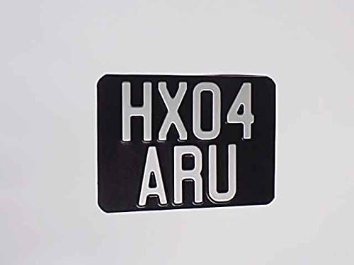 Motorcycle Show Pressed Number Plate Black with Medium Silver No's 7"ins x 5"ins