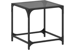 ‎VIDAXL vidaXL Stolik kawowy z czarnym, szklanym blatem, 40x40x40 cm, stal