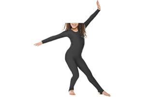 BODYWEAR LTD - Traje de nailon brillante con estribo de manga larga para niñas, cuerpo completo, leotardo, uso de rendimiento, ajuste cómodo, perfecto para baile, ballet, gimnasia