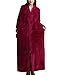 Produktbild Suncaya Unisex Herren Damen Bademantel Winter Flanell Einfarbig Knöchellang Robe mit Reißverschluss RoseRot M