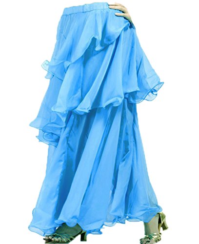 Layered Long Belly Dance Skirt Fit UK Size 6 to 14 (Sky Blue Without Belt