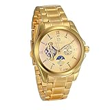 JewelryWe Herren Armbanduhr Automatikuhr Edelstahl Automatik Mechanische Analog Tourbillon Uhren, Gold
