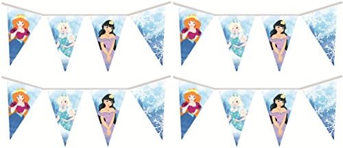 2 x Packs Quality Ice Fairy Princess Pennant Bunting Indoor/Outdoor Girls Party Decoration Banner Total Approx 22 Flags 24 Foot