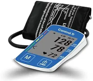 Control D Fully Automatic Oscillometric Digital Blood Pressure Checking Machine Upper Arm Portable Digital Blood Pressure Monitor BP Machine (Blue & White)
